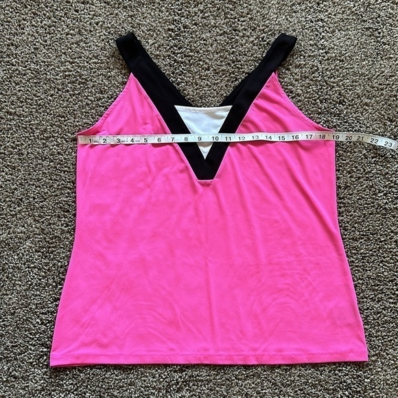 Worthington v-neck/back tank blouse pink black large - Picture 5 of 6